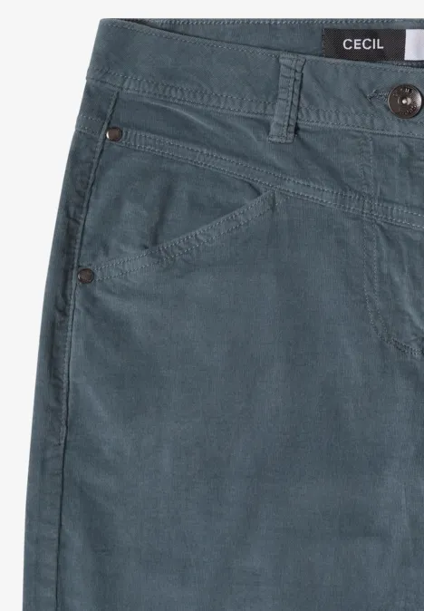 High Waist Wide Leg Hose im Loose Fit dove blue Blaue Damenhose mit Fronttaschen, Gürtelschlaufen und CECIL-Label am Bund.