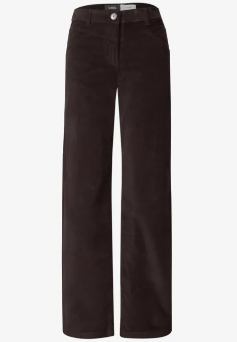 Zwarte corduroy broek met wijde pijpen en hoge taille.