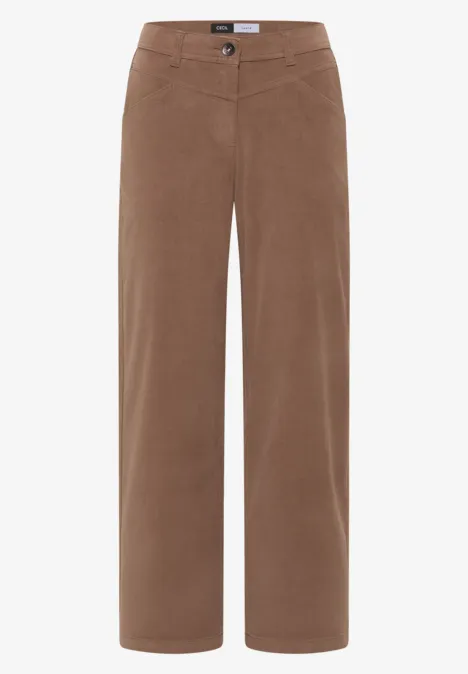 High Waist Wide Leg Hose im Loose Fit earthy taupe Braune Cordhose mit weitem Bein und hoher Leibhöhe.