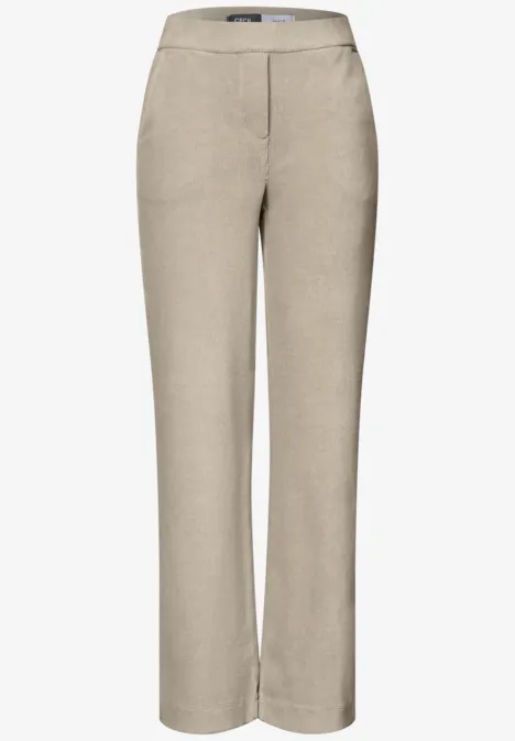 Beige Leinenhose mit geradem Schnitt, mittlerer Taille und schlichtem Design.