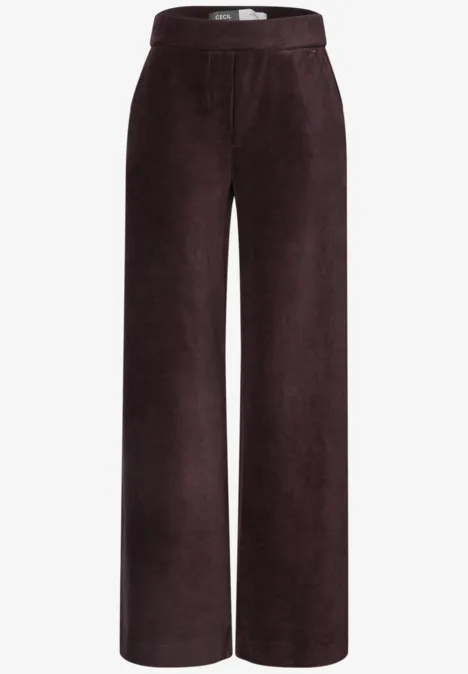 High Waist Straight Leg Hose im Loose Fit berry red Braune Cordhose mit hoher Taille und weitem Bein.