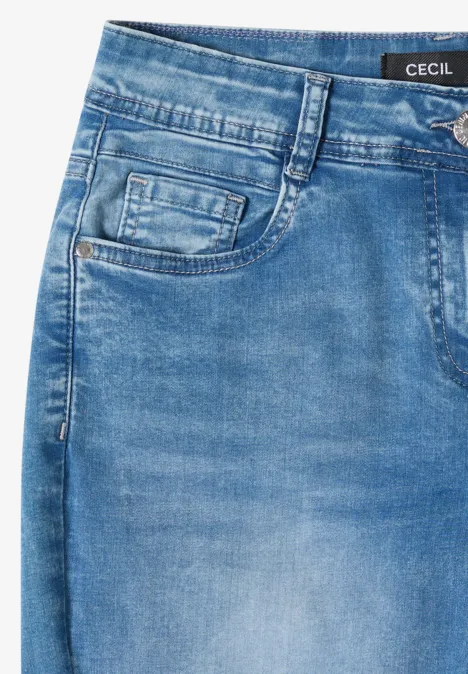Jean taille mi-haute à coupe Straight Leg et coupe décontractée light blue wash Jupe en denim bleu clair avec passants de ceinture, poches et étiquette à la taille