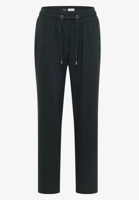 Pantalon décontracté noir avec taille élastique et cordon