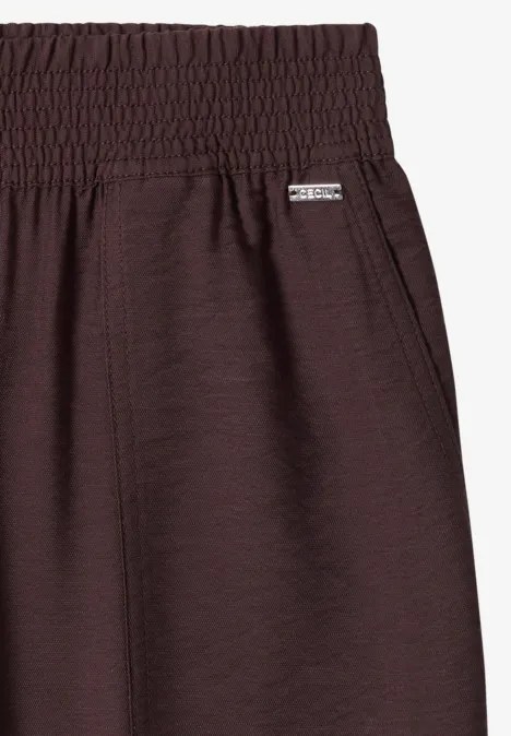 Dunkelbraune Freizeithose mit elastischem Bund und Seitentaschen