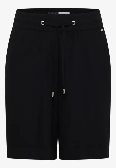 Schwarze Bermudashorts mit elastischem Bund und Kordelzug