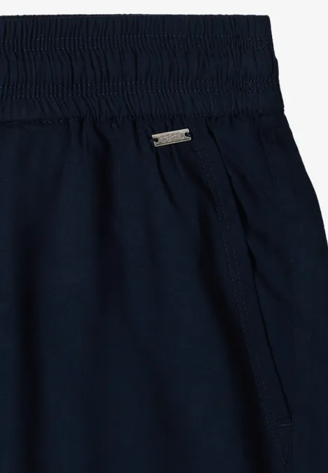 High Waist Wide Leg Shorts im Loose Fit universal blue Dunkelblaue Freizeithose mit elastischem Bund und Seitentasche.