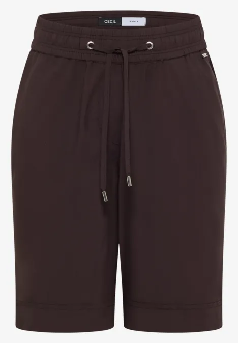 High Waist Wide Leg Shorts im Loose Fit brown cacao Braune, knielange Freizeit-Shorts aus Jerseystoff mit Tunnelzug und seitlichen Eingrifftaschen.