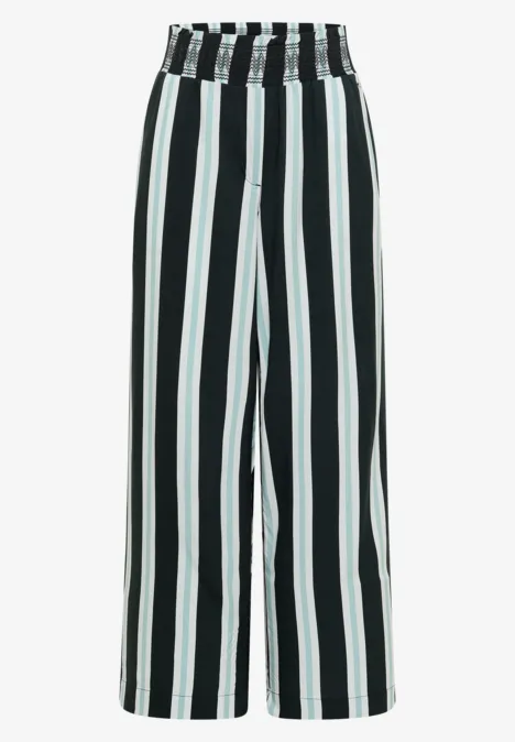 High Waist Wide Leg Hose mit Streifen palm breeze green Schwarze und weiße, weit geschnittene Hose mit vertikalen Streifen.