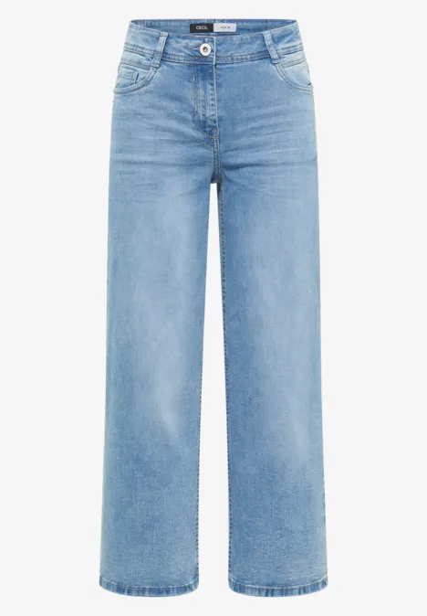 Lichtgewicht jeans met wijde pasvorm, hoge taille en rechte pijpen
