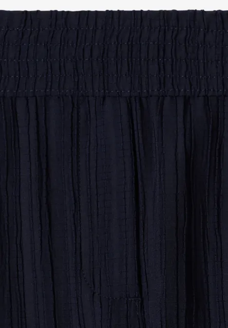 Wide Leg Hose mit Strukturstreifen urban dark blue Dunkelblauer, leicht strukturierter Stoff mit elastischem, gerafftem Bund