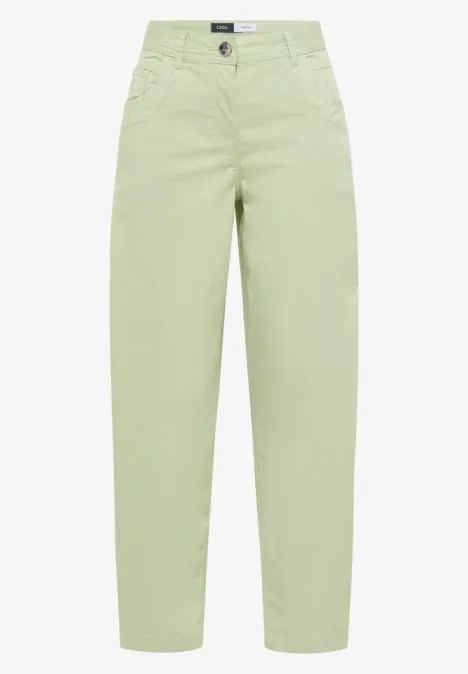 Barrel Leg Hose in Papertouch Qualität raw matcha lime Helle pastellgrüne Hose mit geradem Schnitt, hohem Bund und Knopfverschluss.