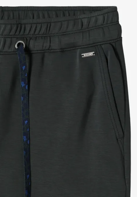 Spodnie z szerokimi nogawkami z tkaniny o fakturze przypominającej Silk Touch faded olive Ciemnoszare spodnie dresowe z elastycznym pasem, troczkiem, boczną kieszenią i subtelnym logo