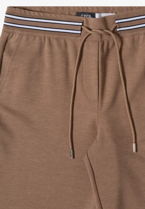 Braune Sweatpants mit Tunnelzug und gestreiftem Bund