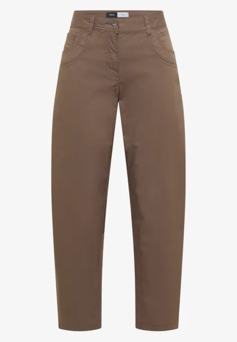 Braune, gerade geschnittene Hose aus Baumwollstoff