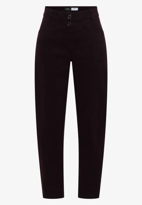 Donkerbruine corduroy broek met hoge taille en rechte pijpen