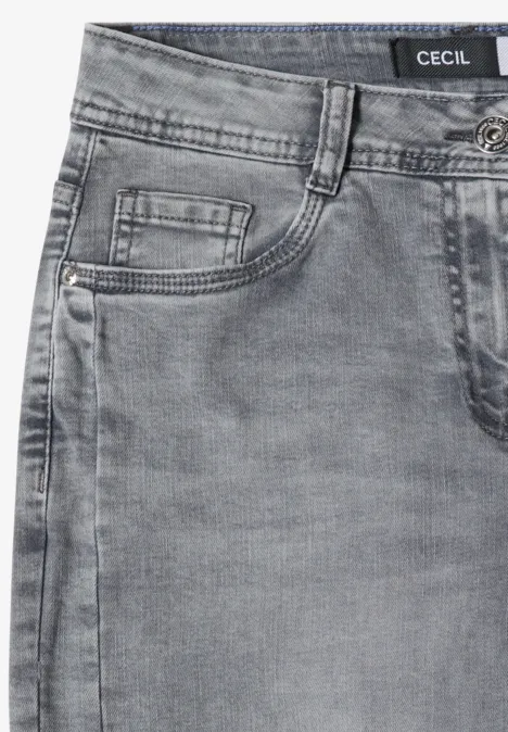 Graue Jeans mit Gürtelschlaufen und Tasche