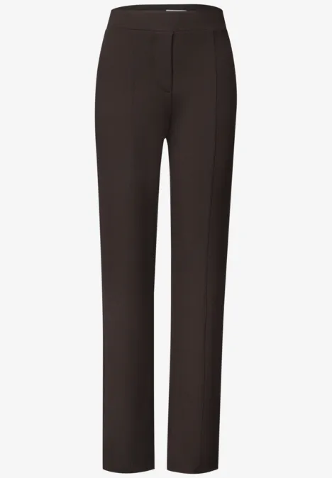 Bootcut-broek met High Waist in Slim Fit truffle brown Donkerbruine, smalle pantalon van stof met rechte pasvorm en een eenvoudig, elegant ontwerp.