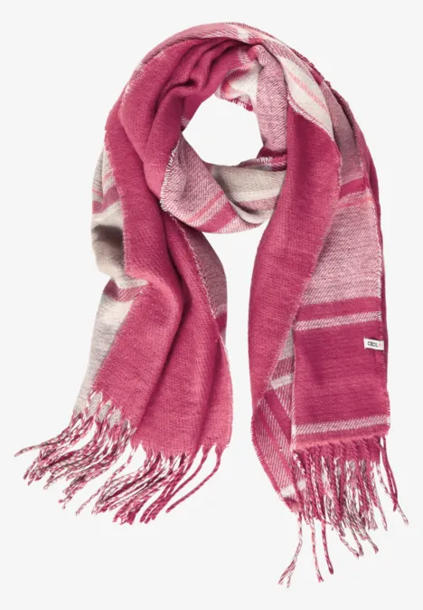 Doubleface Schal mit Fransen cosy coral
