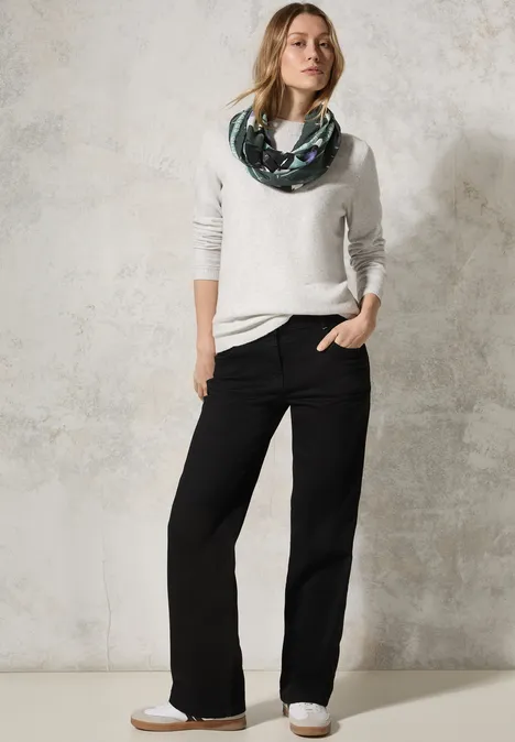 Sjaal met lus en folieprint active khaki