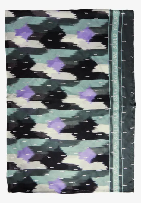 Sjaal met lus en folieprint active khaki