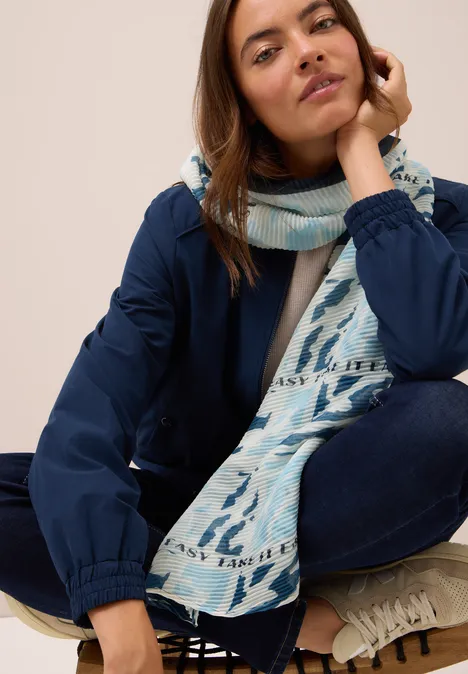 Gemusterter Plissée Schal dark navy blue