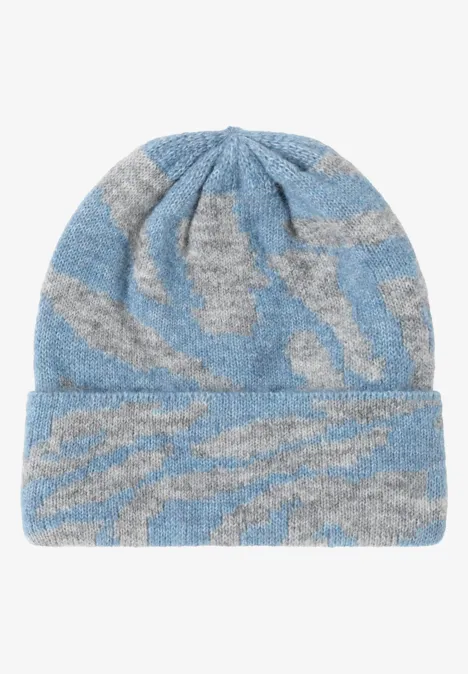 Beanie mit Zebramuster moonstone blue melange