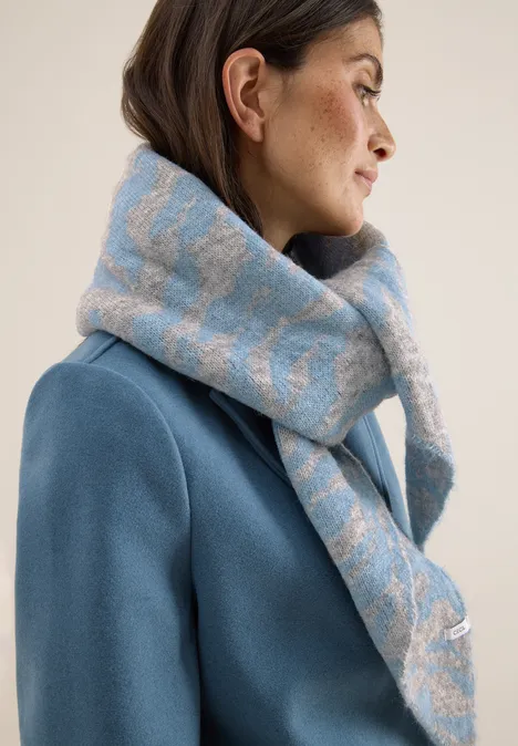 Foulard triangulaire avec motif zèbre moonstone blue melange