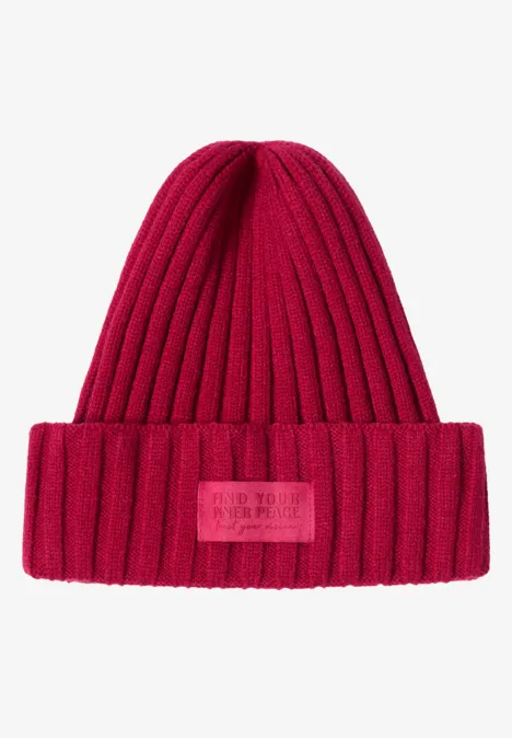 Strickmütze in Unifarbe beaujolais red