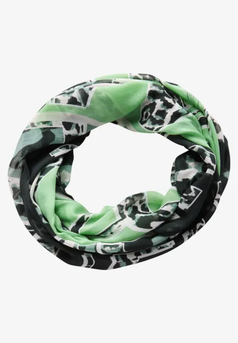 Gemusterter Loop Schal ink green