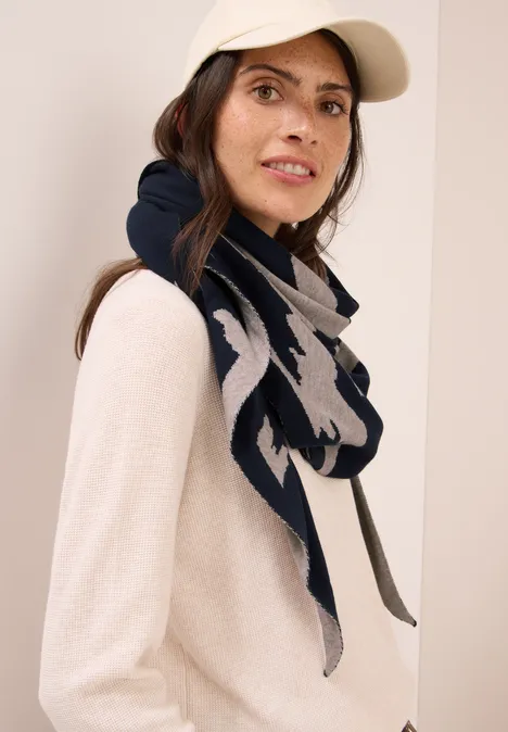 Gedessineerde driehoekige sjaal urban dark blue
