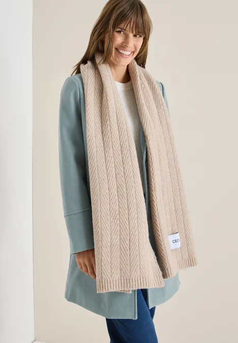 Strickschal mit Struktur sandalwood beige melange