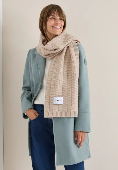 Strickschal mit Struktur sandalwood beige melange