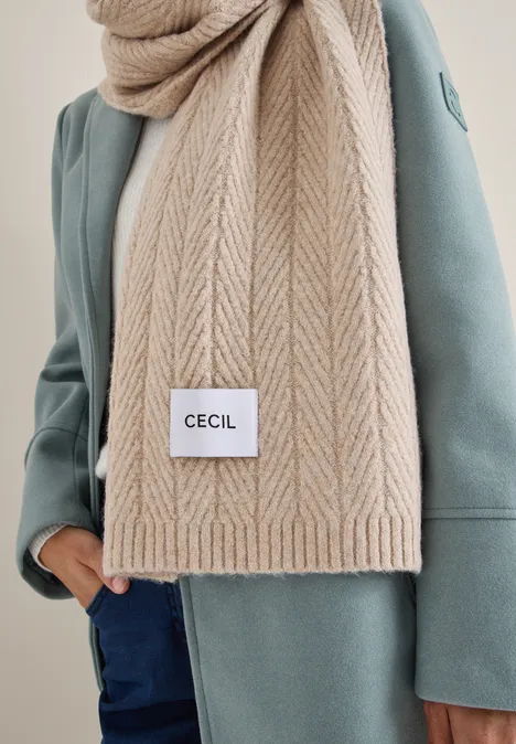 Strickschal mit Struktur sandalwood beige melange