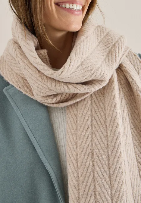 Strickschal mit Struktur sandalwood beige melange