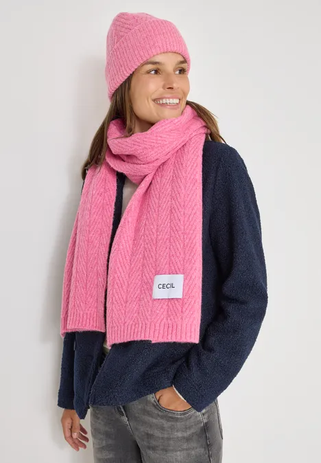 Strickschal mit Struktur dark blossom melange
