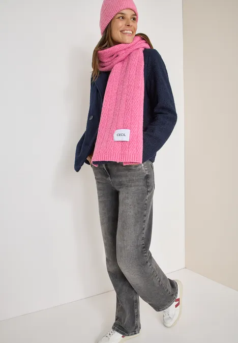 Strickschal mit Struktur dark blossom melange
