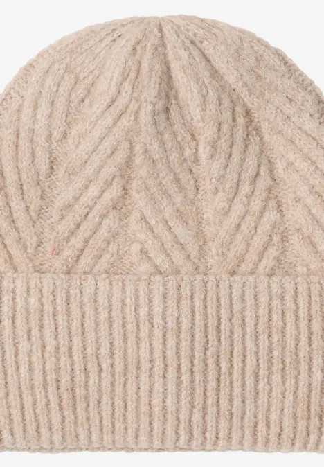 Strickmütze mit Struktur sandalwood beige melange