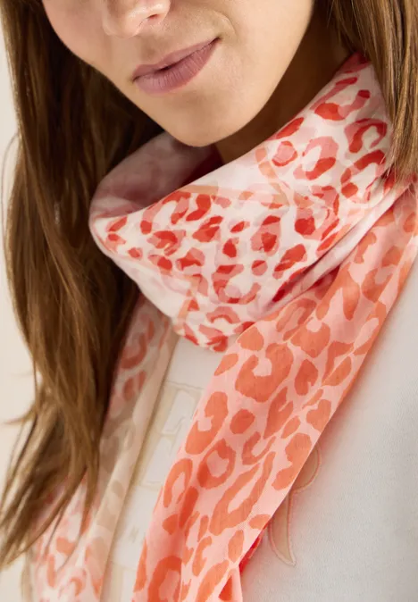 Foulard à motif dévoré cherry tomato orange