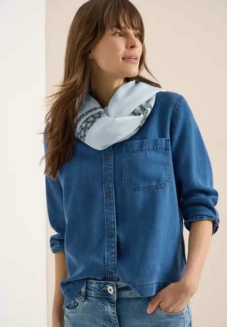 Foulard loop à rayures léopard watercolour blue