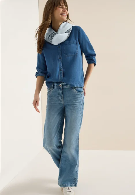 Foulard loop à rayures léopard watercolour blue