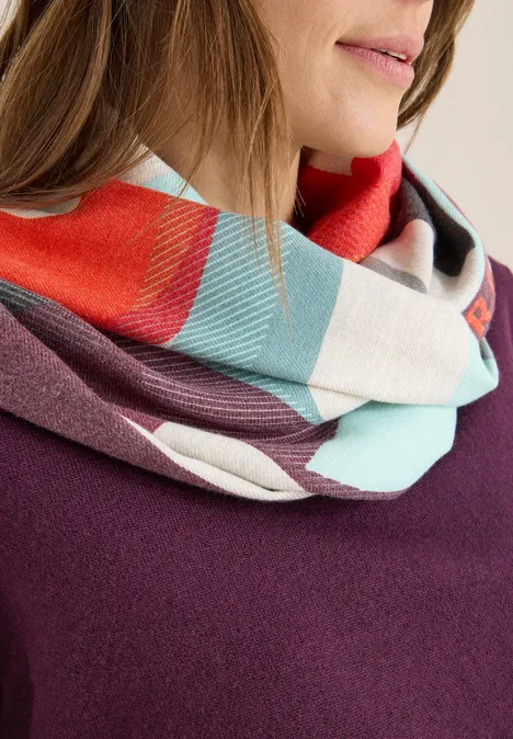 Cosy Loopschal mit Print eggplant red