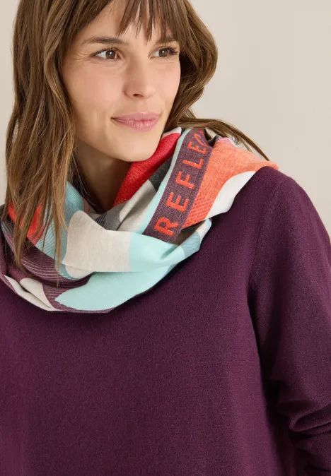 Cosy Loopschal mit Print eggplant red