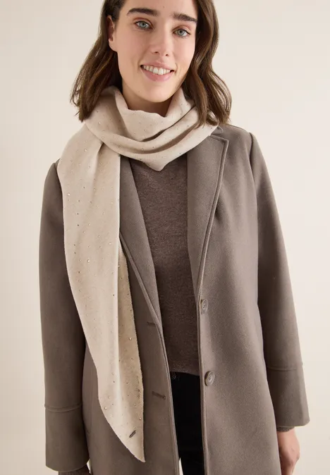 Schal mit Schmucksteinen desert beige melange Schal mit Schmucksteinen desert beige melange