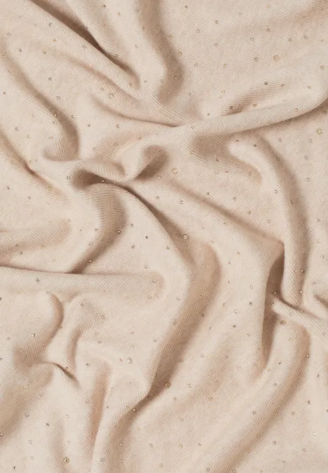 Schal mit Schmucksteinen desert beige melange Schal mit Schmucksteinen desert beige melange