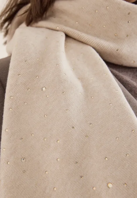 Schal mit Schmucksteinen desert beige melange Schal mit Schmucksteinen desert beige melange