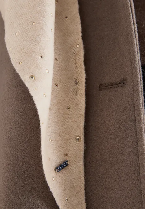 Schal mit Schmucksteinen desert beige melange Schal mit Schmucksteinen desert beige melange