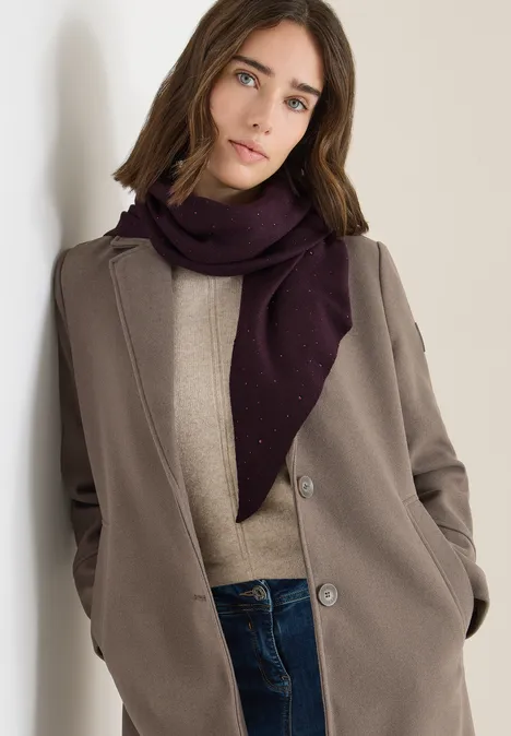 Schal mit Schmucksteinen eggplant red