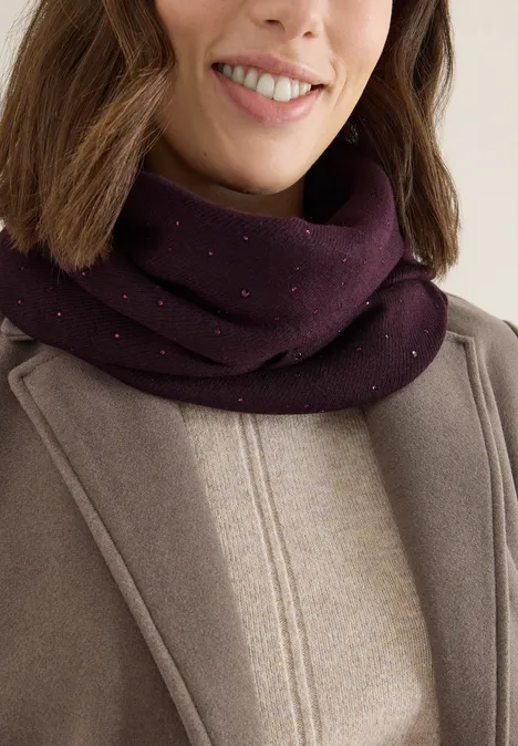 Schal mit Schmucksteinen eggplant red