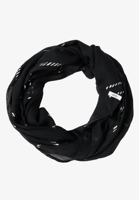 Sjaal met lus en foliedetails Black Sjaal met lus en foliedetails Black