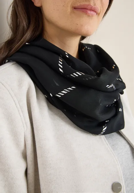 Sjaal met lus en foliedetails Black Sjaal met lus en foliedetails Black